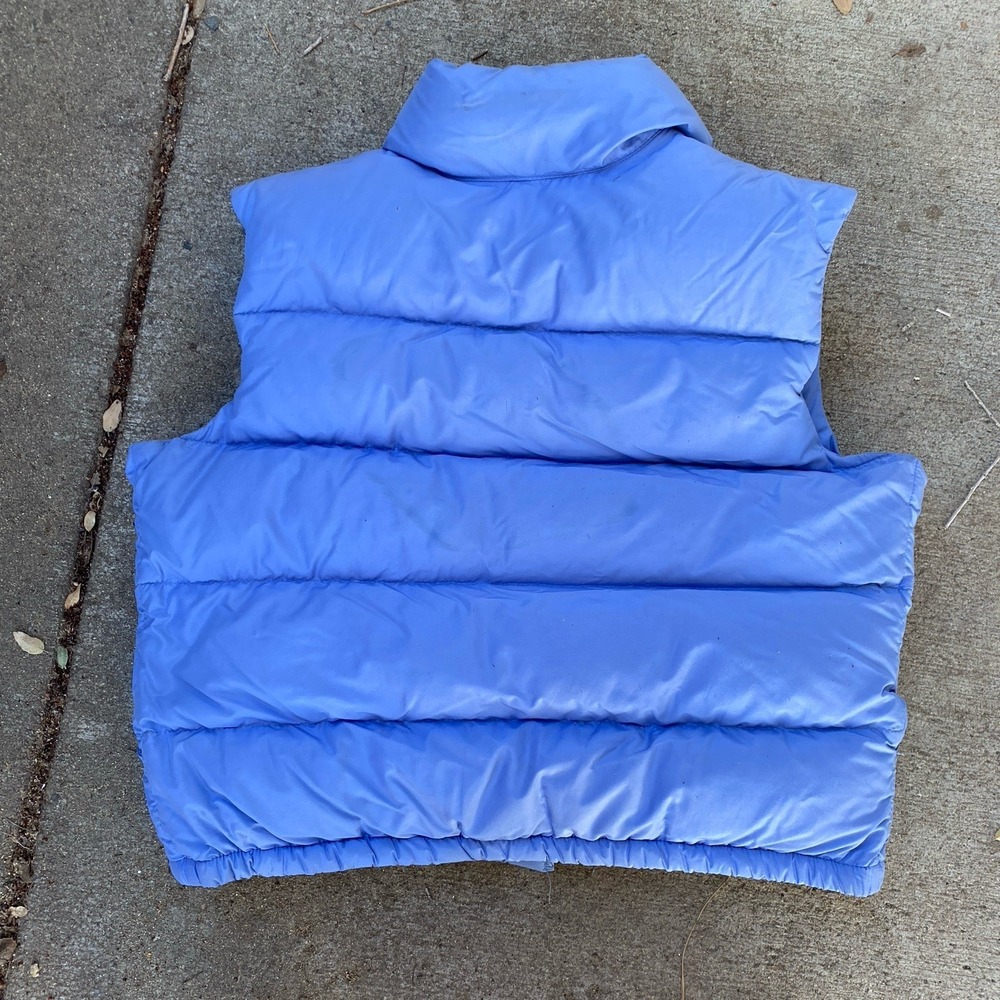 Vintage 80s North Face Goose Down Vest Periwinkle Women Large Puffer Purple USA - Picture 8 of 9